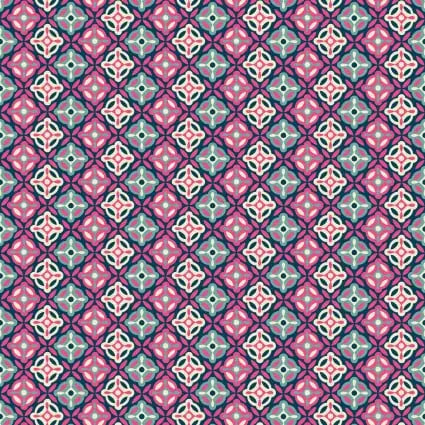 118" Paradise Birds Floral Tiles Pink On Blue Wideback Fabric per yard