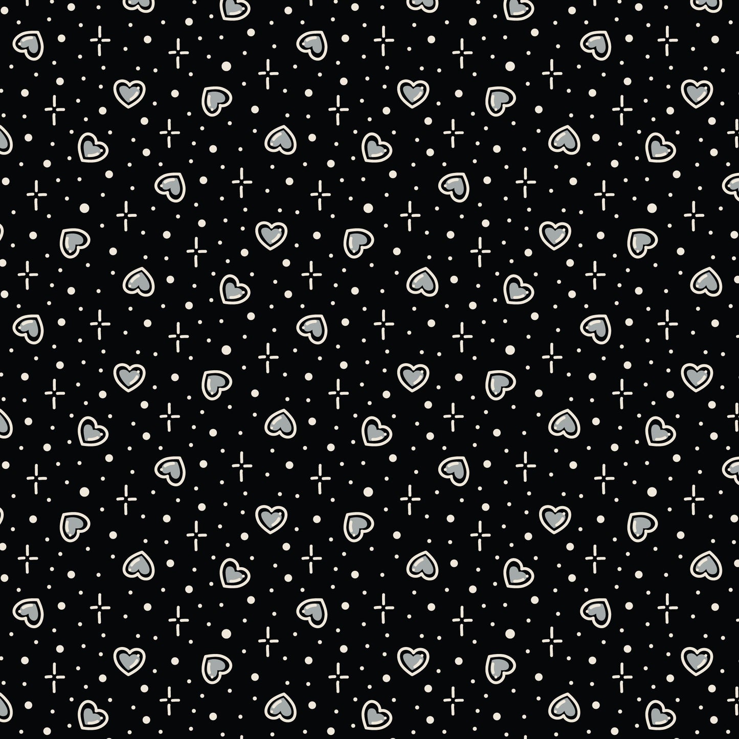 Black Hearts Love Ink 3388 Cotton 44/45 Fabric Per Yard