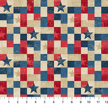 Multi Beige Patchwork American Heartland Cotton 44"/45" Fabric Per Yard