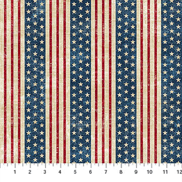 Multi Cream Stripe American Heartland Cotton 44"/45" Fabric Per Yard