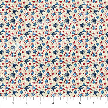 Multi Cream Star Toss American Heartland Cotton 44"/45" Fabric Per Yard