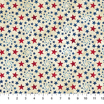 Stars And Stripes 14 Multi Pinwheel Stars Beige Cotton 43"/44" Fabric Per Yard