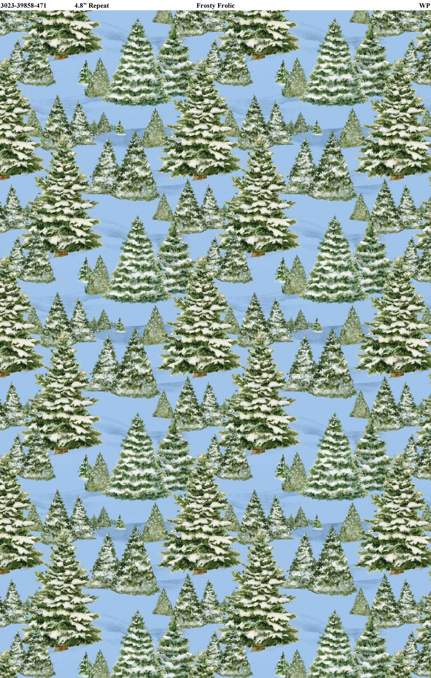Frosty Frolic Blue Trees All Over Cotton 44"/45" Fabric Per Yard