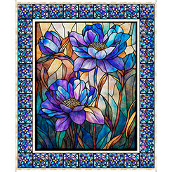 Multi Mosaic Blooms Stained Glass Floral Panel