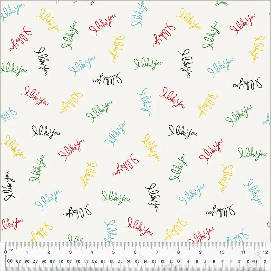 Multi I Like You Wideback cotton Fabric per yard