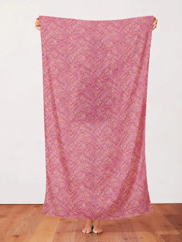Red Dianthus Wavy Checks Cotton 44"/45" Fabric Per Yard