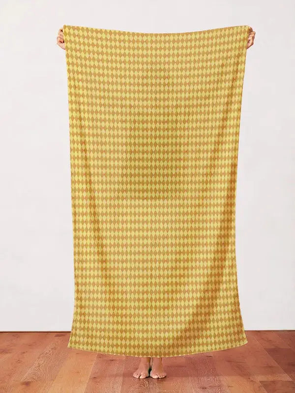 Yellow Gold Argyle Diamonds Cotton 44"/45" Fabric Per Yard