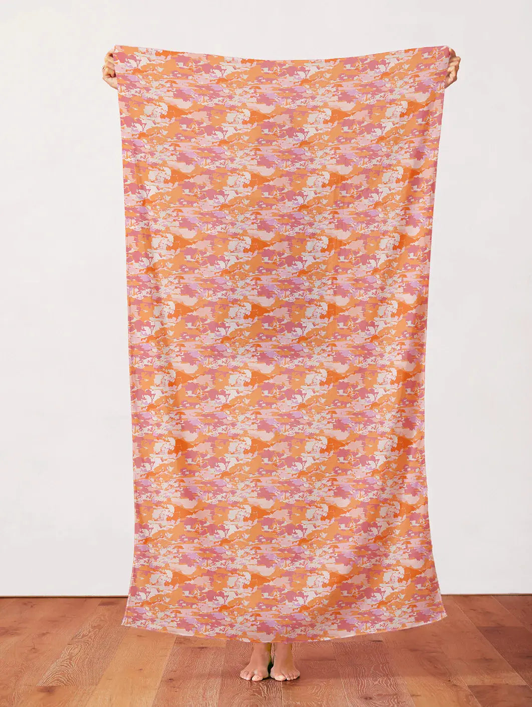 Orange Sky Gazing Abstract Clouds Cotton 44"/45" Fabric Per Yard