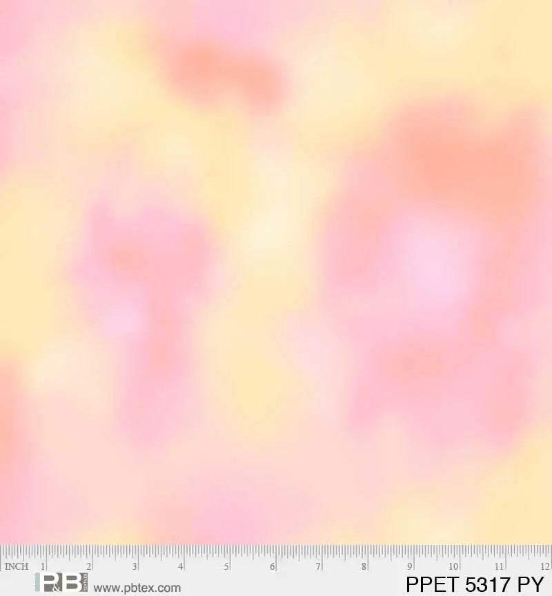 Pink And Yellow Painted Petals 44"/45" Fabric Per Yard