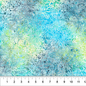 Aqua Blue Medallion Flora 83632-43 Cotton 44/45 Fabric Per Yard