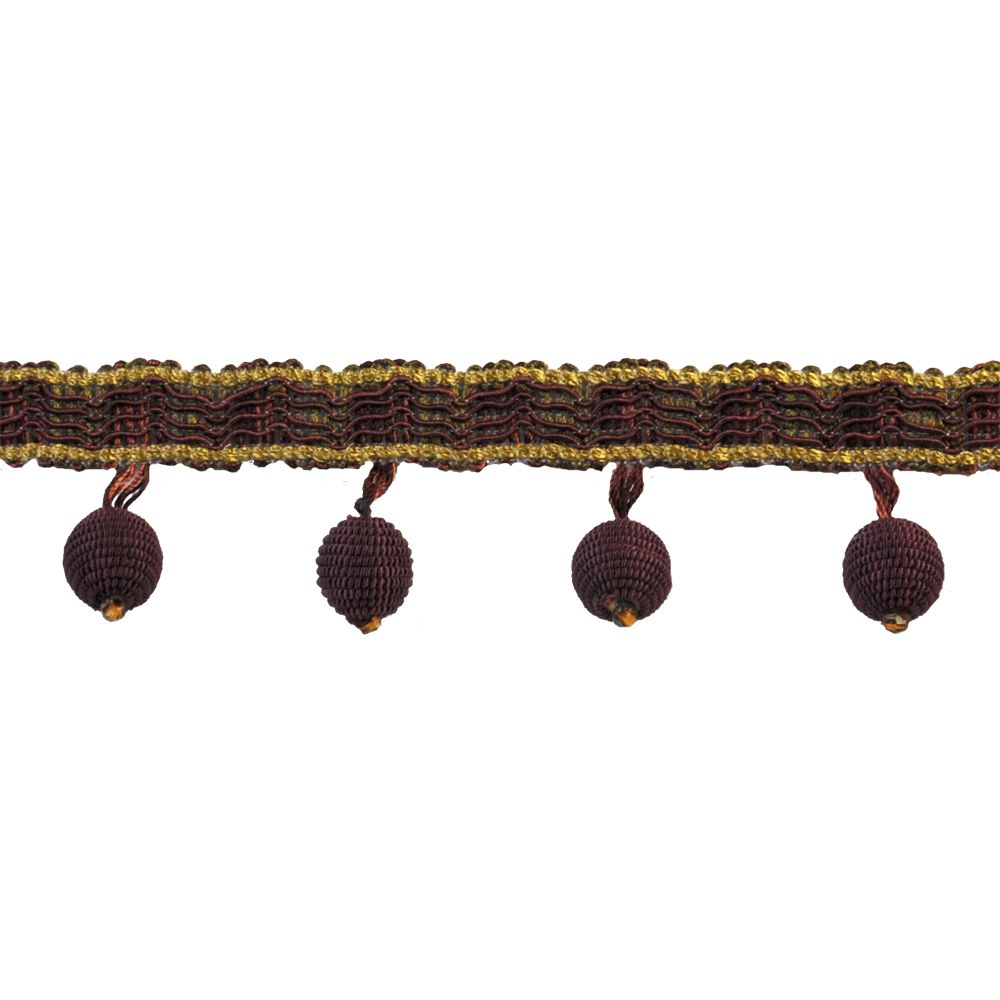 Basics Collection - 1 1/2" length Ball Fringe (25 Yard Roll) - BF-4300-70/81 Eggplant and Coffee