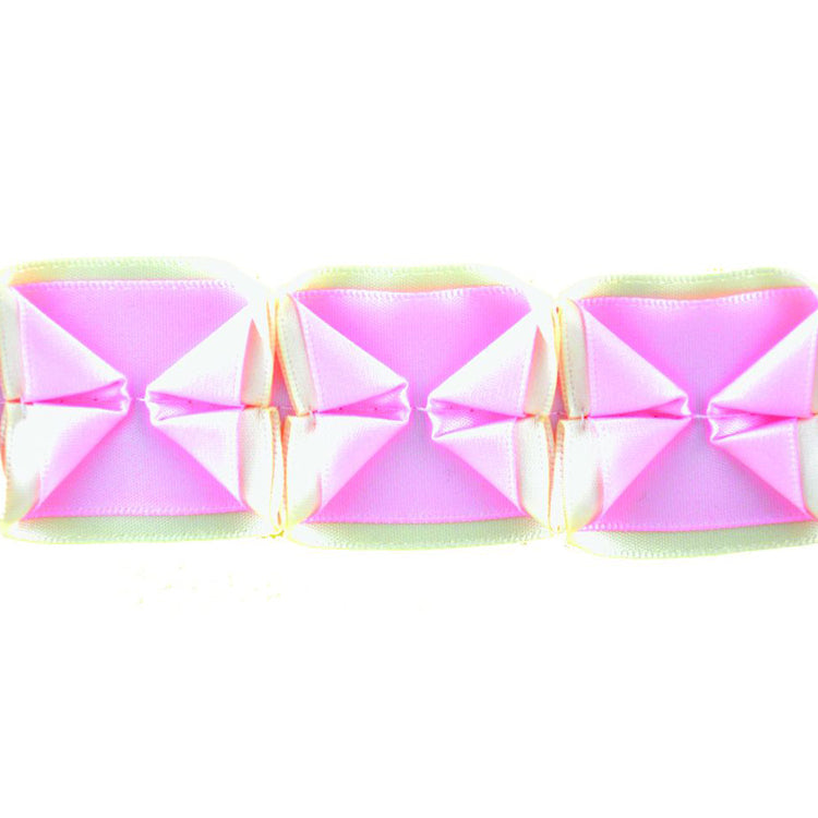 Belagio Enterprises - 1 1/2" Width Box Pleated Ribbon (10 Yard Roll) - BF-1306-20/28 Pink/Beige