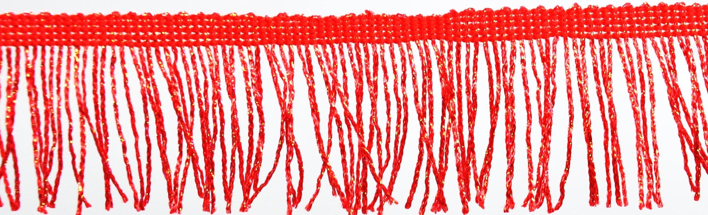 Belagio Enterprises - 2-inch Metallic Chainette Fringe (15 Yard Roll) - P-7043M-22 Red