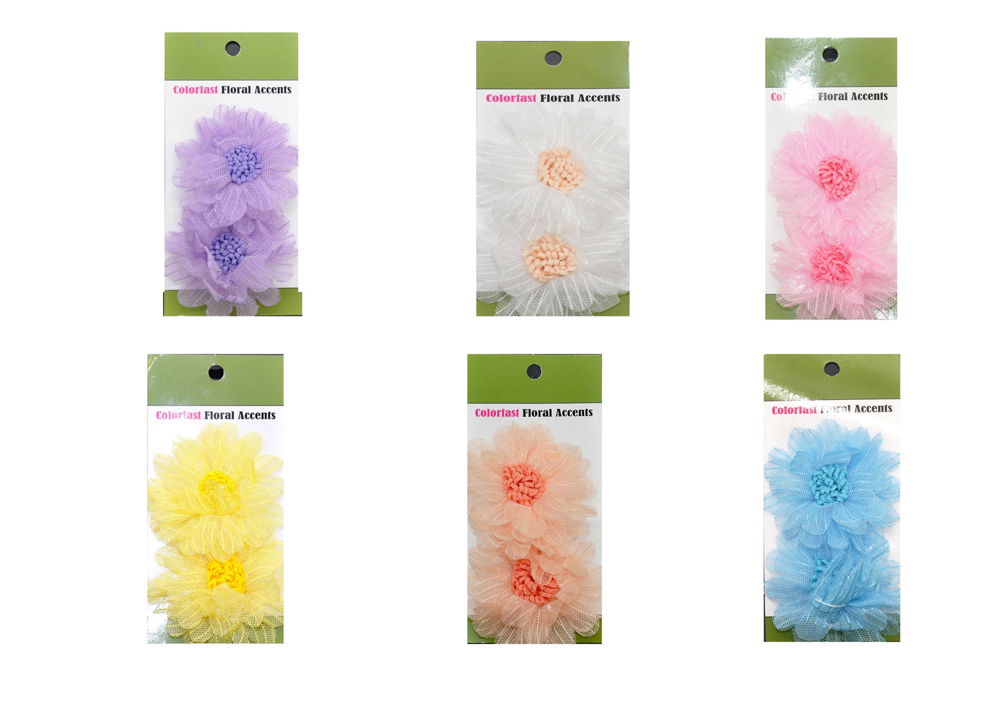 Belagio Enterprises - 2pcs Fine Netting Flower Appliqués - 3" round (6 Cards Per Order) - BPP-A4-09 Salmon
