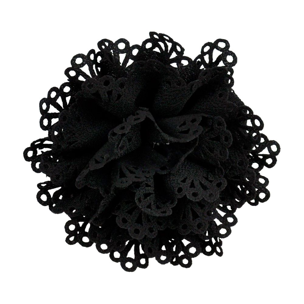Belagio Enterprises - 4 1/2' Width Suede Flower Clip-on Brooch (6pcs Per Order) - BU-301-02 Black