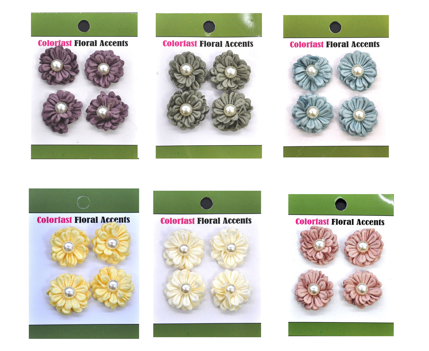 Belagio Enterprises - 4pcs Colored Flowers With Pearls - 1" Multi-Layered (6 Cards Per Order) - BPP-A2-12 Thistle