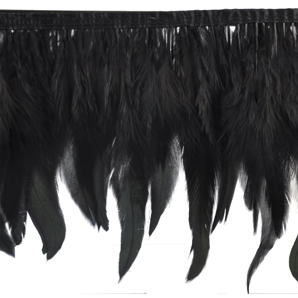 Belagio Enterprises - 9-inch Rooster Feather Trim (10 Yard Roll) - B-1135-02 Black