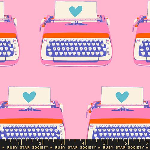 Best Day Ever Posy Retro Typewriters Cotton 43"/44" Fabric Per Yard