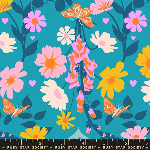 Best Day Ever Summer Sky Floral Butterflies Cotton 43"/44" Fabric Per Yard