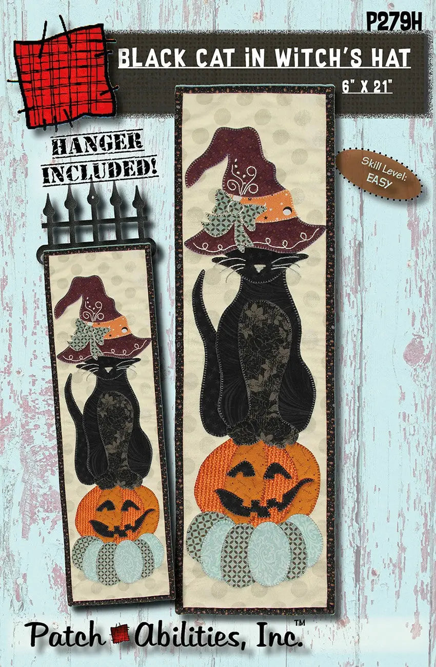 Black Cat in Witch's Hat with Hanger