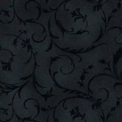 Black Soft Elegant Scroll Cotton Wideback Fabric - ( 3/4 Yard Pack )