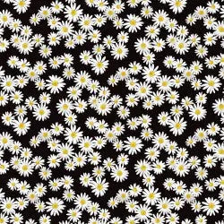 Black White Daisy Dance Cotton Wideback Fabric - ( 1 1/2 Yard Pack )