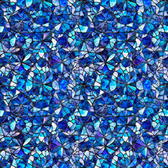 Blue Mosaic Blooms Blender 108 Wide Back Cotton Fabric Per Yard