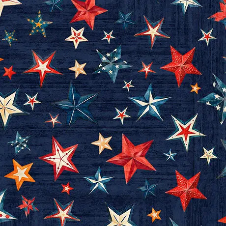 Blue Navy Stars Wideback Cotton Fabric per yard