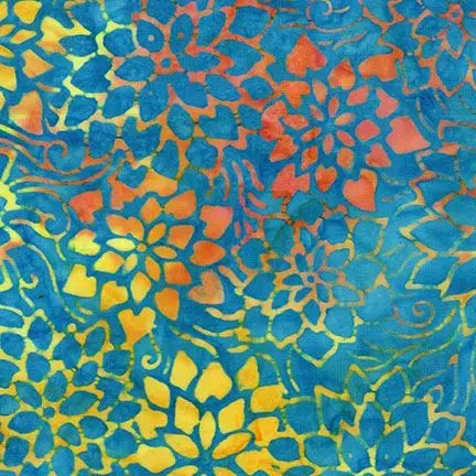 Blue Packed Floral Island Cotton Wideback Fabric per yard