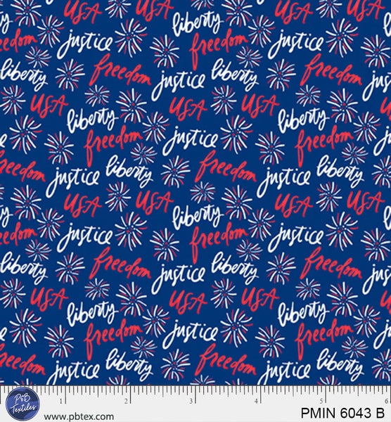 Blue Patriotic Minis PMIN-6043-B Cotton 44/45 Fabric Per Yard