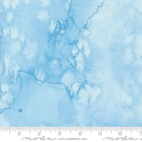Blue Skies Sunshine Sky Blue Flow Basic Watercolor Painting 44"/45" Fabric Per Yard