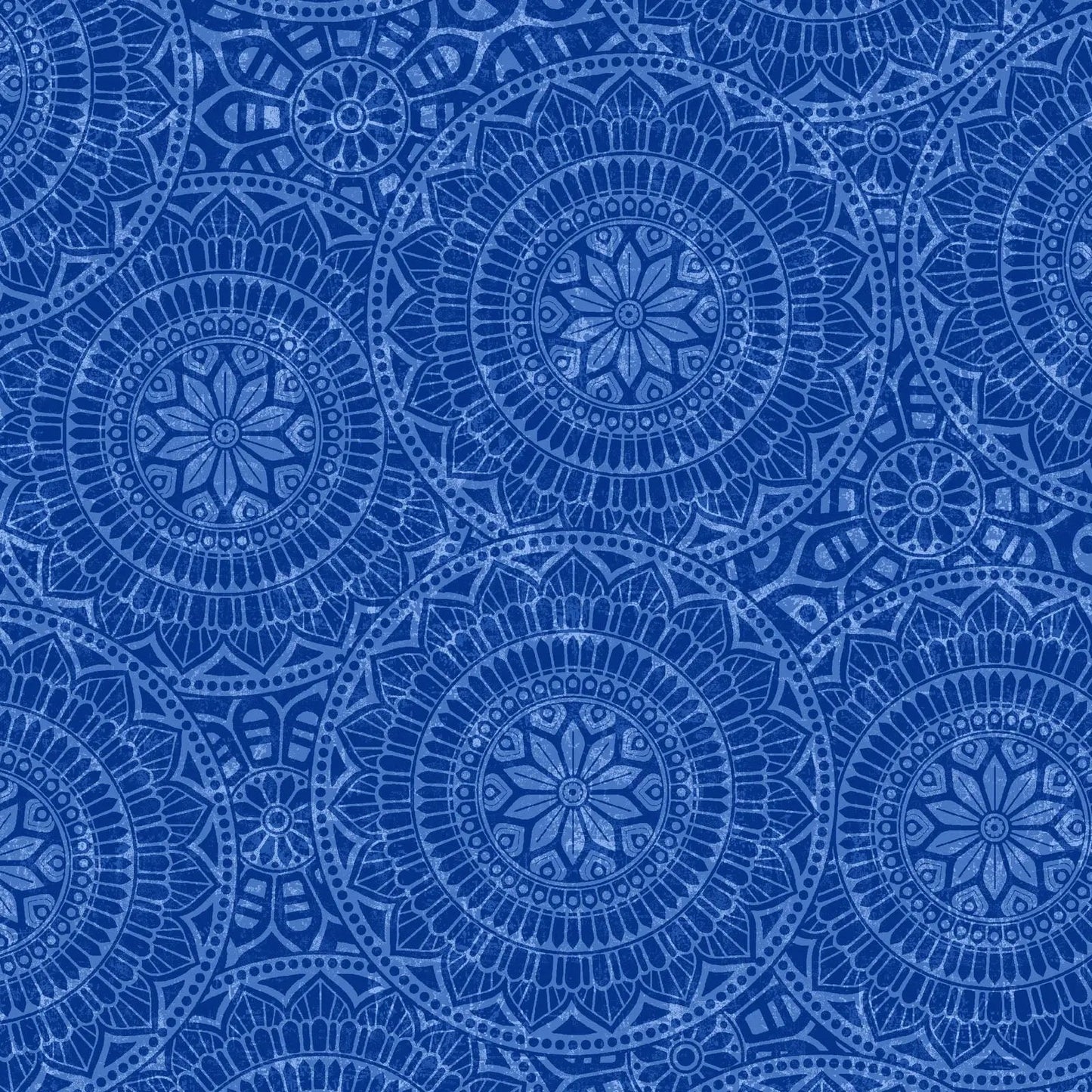 Blue Vespa Tossed Mandalas Cotton Wideback Fabric - ( 7/8 Yard Pack )