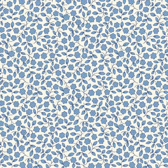 Blue Viney Floral Cotton Wideback Fabric per yard