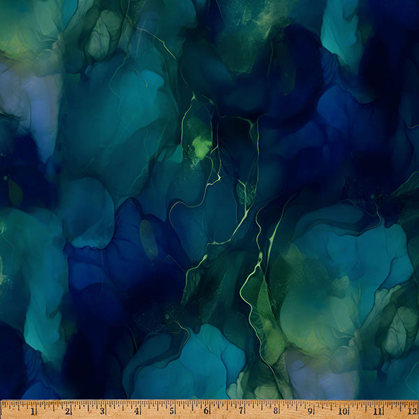 Borealis Midnight Flora A Hoffman Spectrum Print Cotton 43"/44" Fabric Per Yard