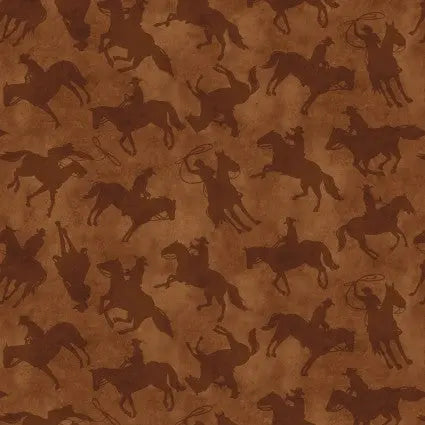 Brown Saddle Cowboys Yellowstone Cotton Wideback Fabric - ( 1 1/2 Yard Pack )