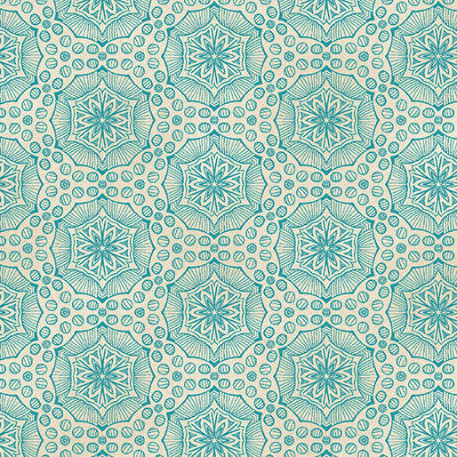 Bubbalon Caribe/Ivory Ground Works Cotton 44"/45" Fabric Per Yard