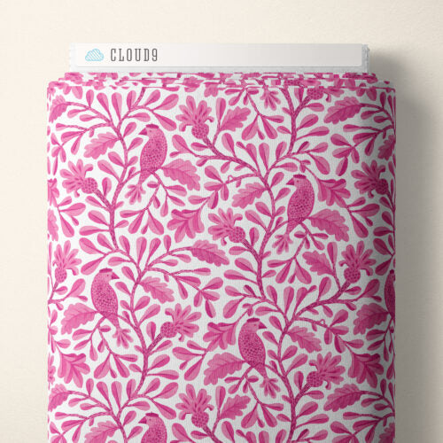 Bubblegum Roux Birds and Branches Cotton 44/45 Fabric Per Yard