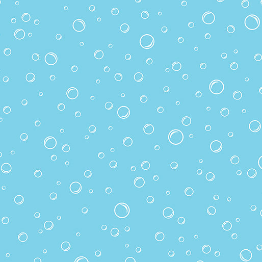 Bubbly Turquoise Cotton 44"/45" Fabric Per Yard