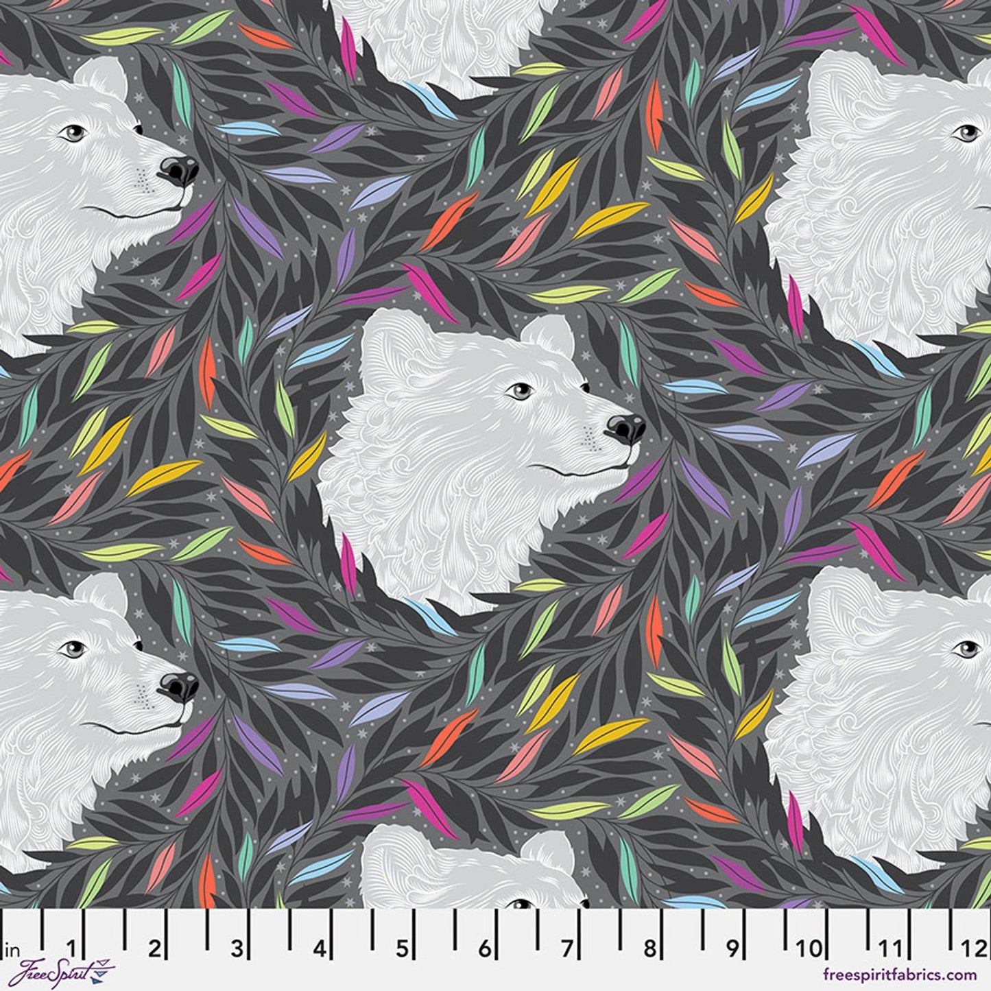 Carbon Just Bearly Graywork 43/44" Cotton Fabric Per Yard