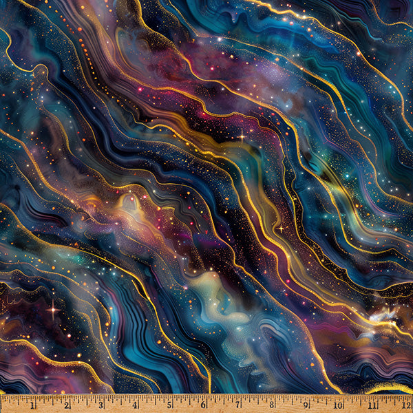 Celestials Midnight Flora A Hoffman Spectrum Print Cotton 43"/44" Fabric Per Yard
