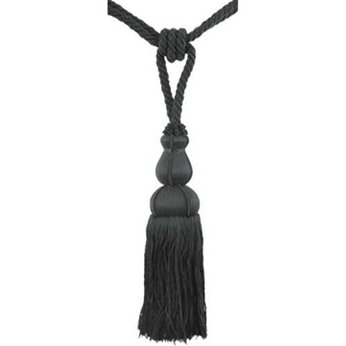 Colors Collection - 10" Length SINGLE TASSEL TIEBACK - BT-6008-02 Black