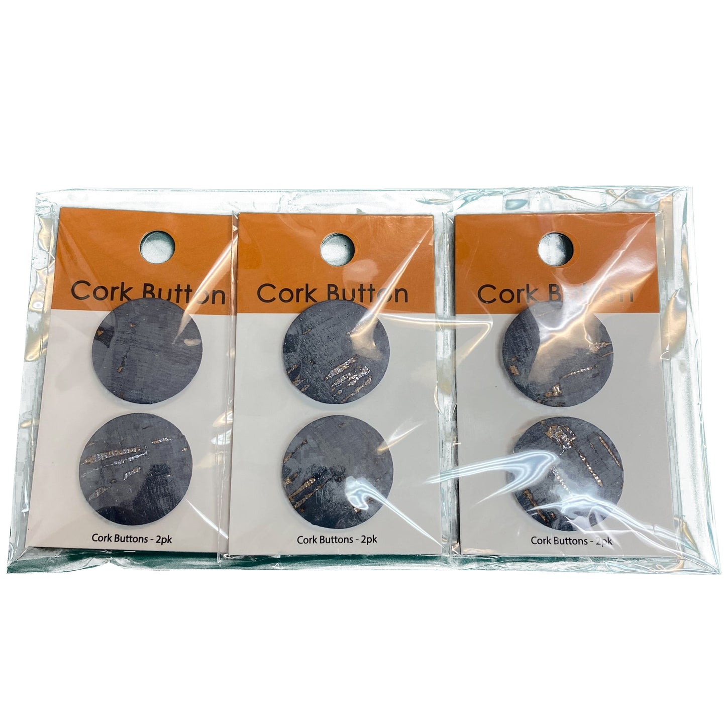 Cork Button (Blue) - 1 Inch Small - BCB-98-04S (2pcs x 3 Cards Per Order)
