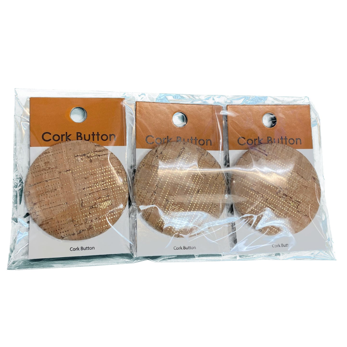Cork Button (Natural/Gold 95) - 2 Inch Large - BCB-95L (1pc x 3 Cards Per Order)