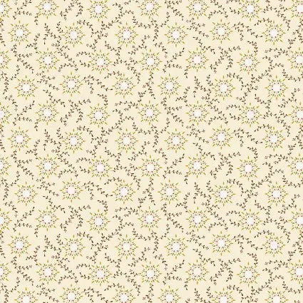 Cream Wheat Starburst Vine Cotton Wideback Fabric per yard