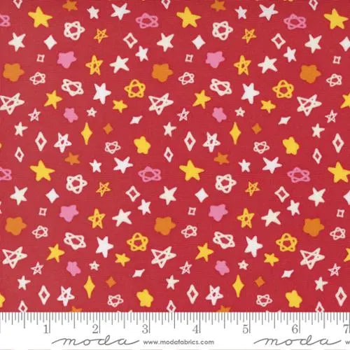Creativity Glows Cheery Red Ditsy Stars 44"/45" Fabric Per Yard