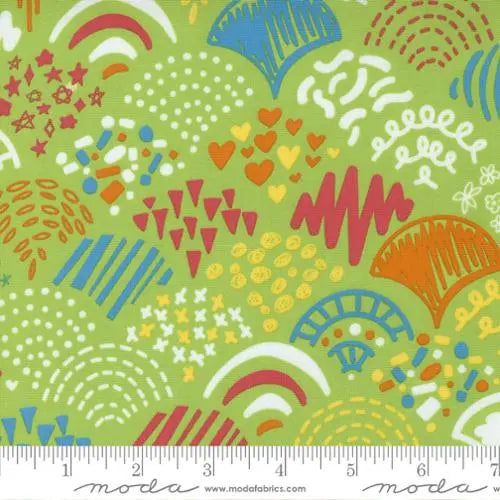 Creativity Glows Sprout Doodles For Days Green 44"/45" Fabric Per Yard