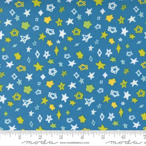 Creativity Glows Turquoise Ditsy Stars 44"/45" Fabric Per Yard