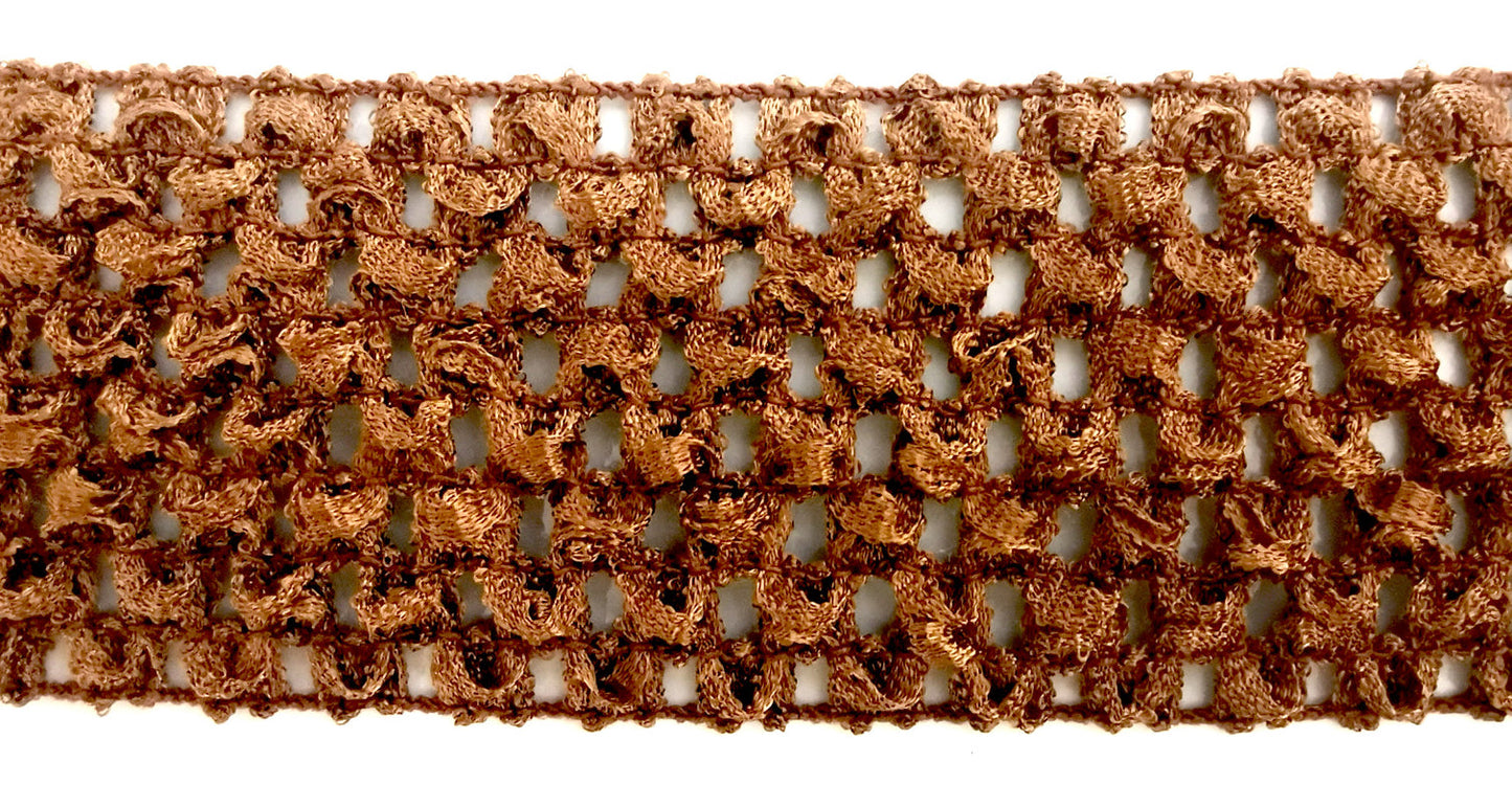 Crochet Stretch Trim - 2" Width (25 Yard Roll) - BF-1900-06 Brown