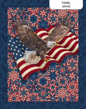 Stars And Stripes 14 Multi Navy Cotton 34" x 43" Panel