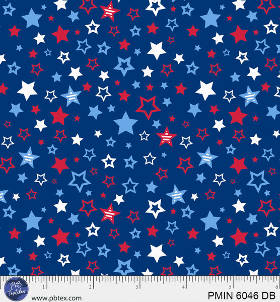 Dark Blue Patriotic Minis PMIN-6046-DB Cotton 44/45 Fabric Per Yard